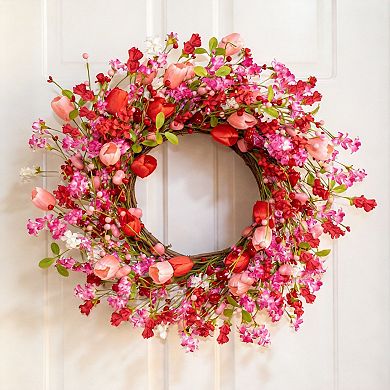 22”Tulip Heart Berry Wreath Partner Wedding Mother Anniversary Gift