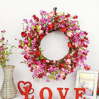 22”Tulip Heart Berry Wreath Partner Wedding Mother Anniversary Gift