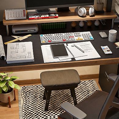 Wood Foot Stool Ottoman 15.35''L x 12''W x 10''H