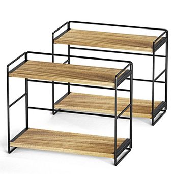 2 pack 2 tier Wood Counter Organizer Rack