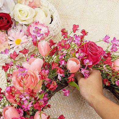 22”Rose Tulip Wreath Heart Plaque Wedding Anniversary Mother Gift