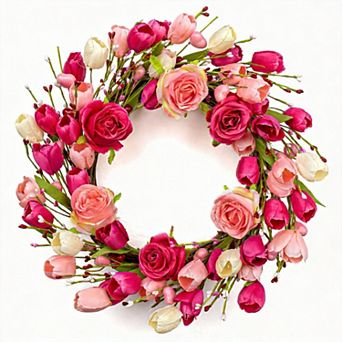 20 in Valentine Rose Tulip Wreath Door Wall Decor