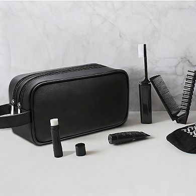 PU Leather Travel Toiletry Bag Large Compartment Gift Washable, 11×4.15×5.7 inches