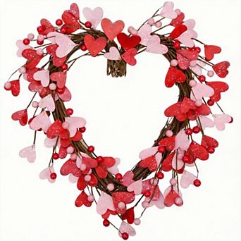 15" Valentine Heart Wreath with Berries for Door Wall Party