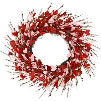 20’’ Valentine Wreath Forsythia Hearts Door Decor