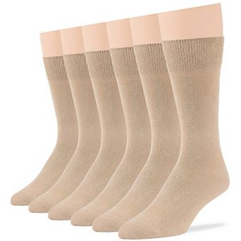 Mens Dress Socks Cotton 6 Pack Solid and Assorted Crew Lightweight Business Work Breathable Socks