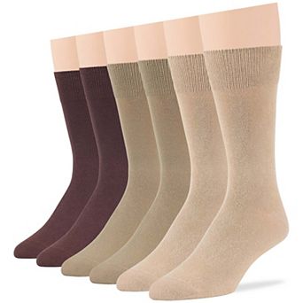 Mens Dress Socks Cotton 6 Pack Solid and Assorted Crew Lightweight Business Work Breathable Socks