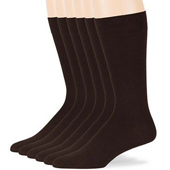 Mens Dress Socks Cotton 6 Pack Solid and Assorted Crew Lightweight Business Work Breathable Socks