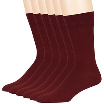 Mens Dress Socks Cotton 6 Pack Solid and Assorted Crew Lightweight Business Work Breathable Socks