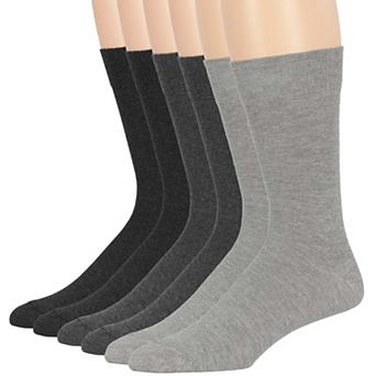 Mens Dress Socks Cotton 6 Pack Solid and Assorted Crew Lightweight Business Work Breathable Socks