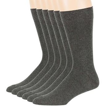 Mens Dress Socks Cotton 6 Pack Solid and Assorted Crew Lightweight Business Work Breathable Socks