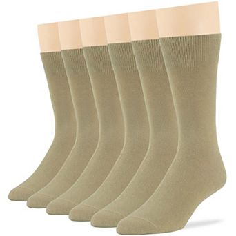Mens Dress Socks Cotton 6 Pack Solid and Assorted Crew Lightweight Business Work Breathable Socks