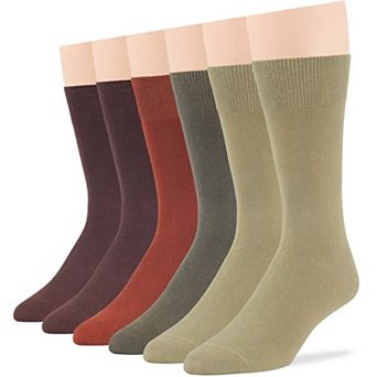 Mens Dress Socks Cotton 6 Pack Solid and Assorted Crew Lightweight Business Work Breathable Socks