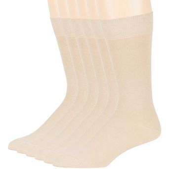 Mens Dress Socks Cotton 6 Pack Solid and Assorted Crew Lightweight Business Work Breathable Socks