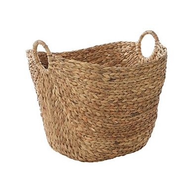 Seagrass Woven Basket With Ring Handles