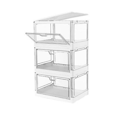 Stackable And Foldable Plastic Storage Organizer