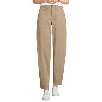 Petite Lands' End High-Rise Barrel Leg Utility Ankle Pants