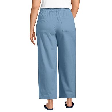 Plus Size Lands' End Herringbone Chino High-Rise Straight Drawstring Ankle Pants