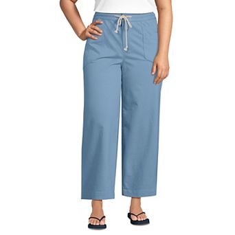 Plus Size Lands' End Herringbone Chino High-Rise Straight Drawstring Ankle Pants