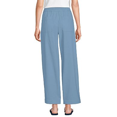 Petite Lands' End Herringbone Chino High-Rise Straight Drawstring Ankle Pants
