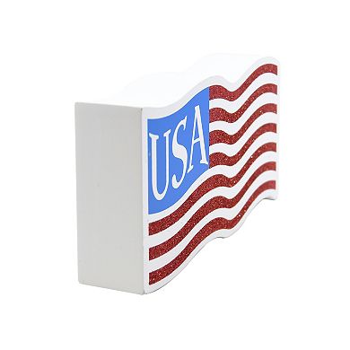 Deal Bar USA Flag Glitter Tabletop Sitter Table Decor