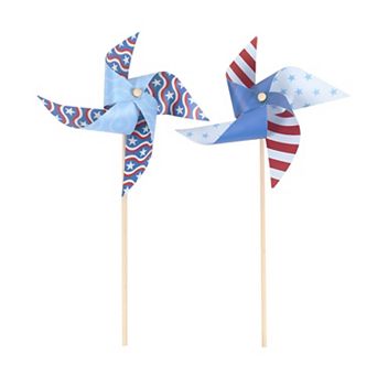 Deal Bar 2 pc Stars and Stripes Pinwheel Outdoor Decor