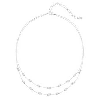 LC Lauren Conrad Silver Tone Simulated Pearl Two-Row Strand Necklace