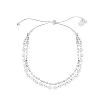 LC Lauren Conrad Silver Tone Double Row Pull-Tie Bracelet