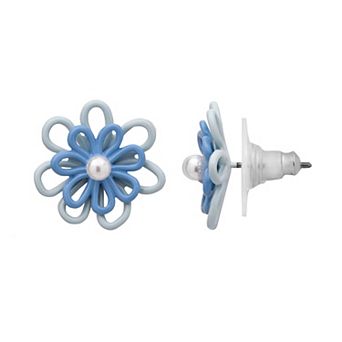 LC Lauren Conrad Silver Tone Wire Floral Stud Earrings