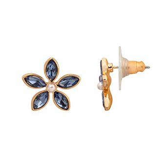 LC Lauren Conrad Gold Tone Floral Stud Earrings