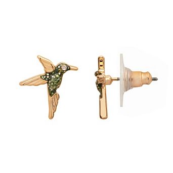 LC Lauren Conrad Gold Tone Glitter Hummingbird Stud Earrings