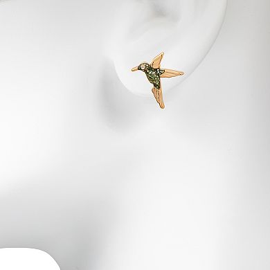 LC Lauren Conrad Gold Tone Glitter Hummingbird Stud Earrings