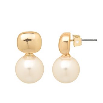 LC Lauren Conrad Gold Tone Simulated Pearl Drop Earrings