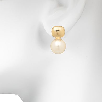 LC Lauren Conrad Gold Tone Simulated Pearl Drop Earrings