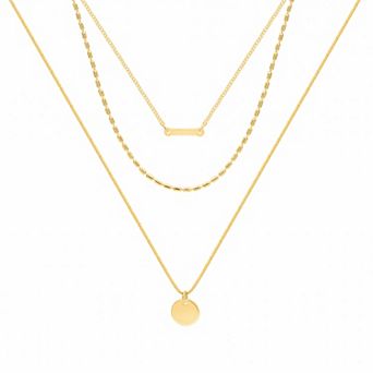 LC Lauren Conrad Gold Tone Three Row Chain Pendant Necklace