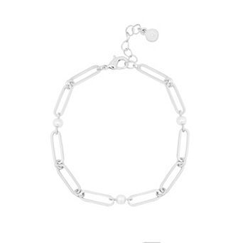 LC Lauren Conrad Silver Tone Simulated Pearl Paperclip Chain Bracelet