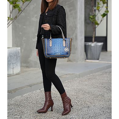 MKF Collection Bonnie Faux Crocodile-Embossed Satchel Bag with Wallet
