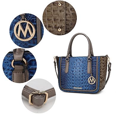 MKF Collection Bonnie Faux Crocodile-Embossed Satchel Bag with Wallet