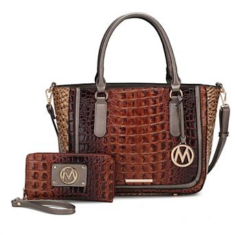 MKF Collection Bonnie Faux Crocodile-Embossed Satchel Bag with Wallet
