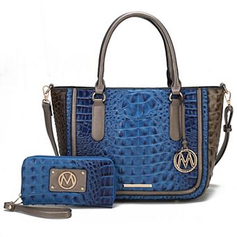MKF Collection Bonnie Faux Crocodile-Embossed Satchel Bag with Wallet