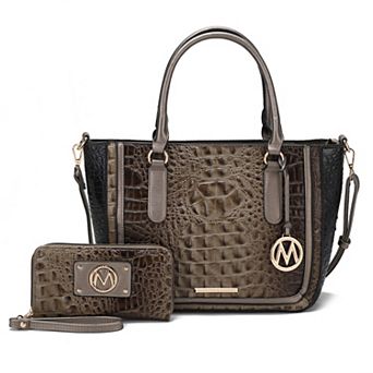 MKF Collection Bonnie Faux Crocodile-Embossed Satchel Bag with Wallet