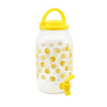 Deal Bar Drink Dispenser Lemon Print 2.5-gal. Plastic Beverage Dispenser