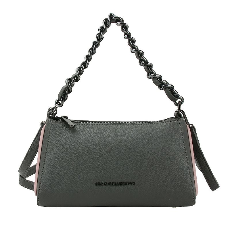 MKF Collection Kayren Shoulder Bag with Zip Closure, Grey Pink