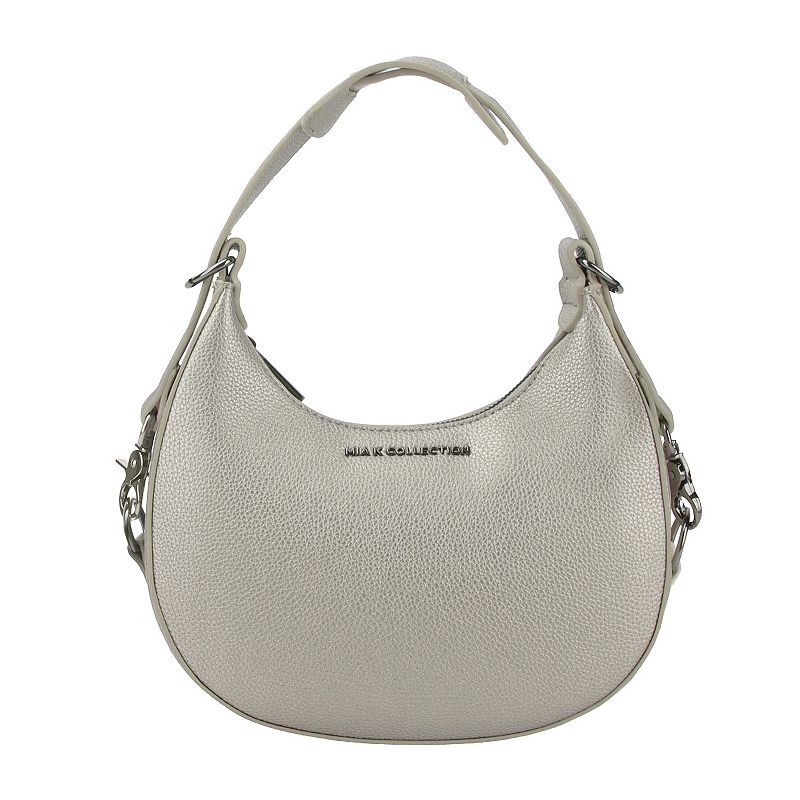 MKF Collection Nylah Shoulder Bag with Zip Closure, Silver