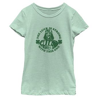 Girls' Disney’s Darth Vader The Luck Is Strong Short Sleeve Graphic Tee