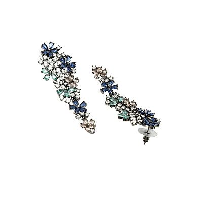 Diva Collection Zirconia Cascading Floral Earrings