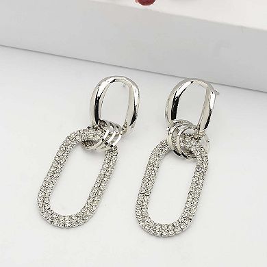 AGP PARIS Oval sparkling Drop Earrings