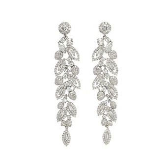 Diva Collection Long Silver Leaf Earrings