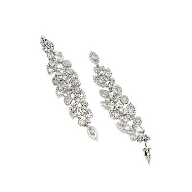 Diva Collection Long Silver Leaf Earrings