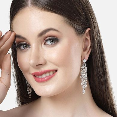 Diva Collection Long Silver Leaf Earrings